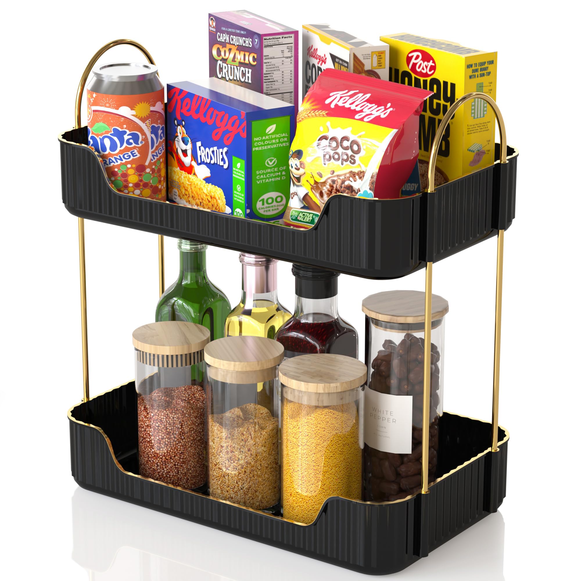 JNFUZ 2 Tier Kitchen Countertop Organizer, Counter Shelf Spice Rack ...