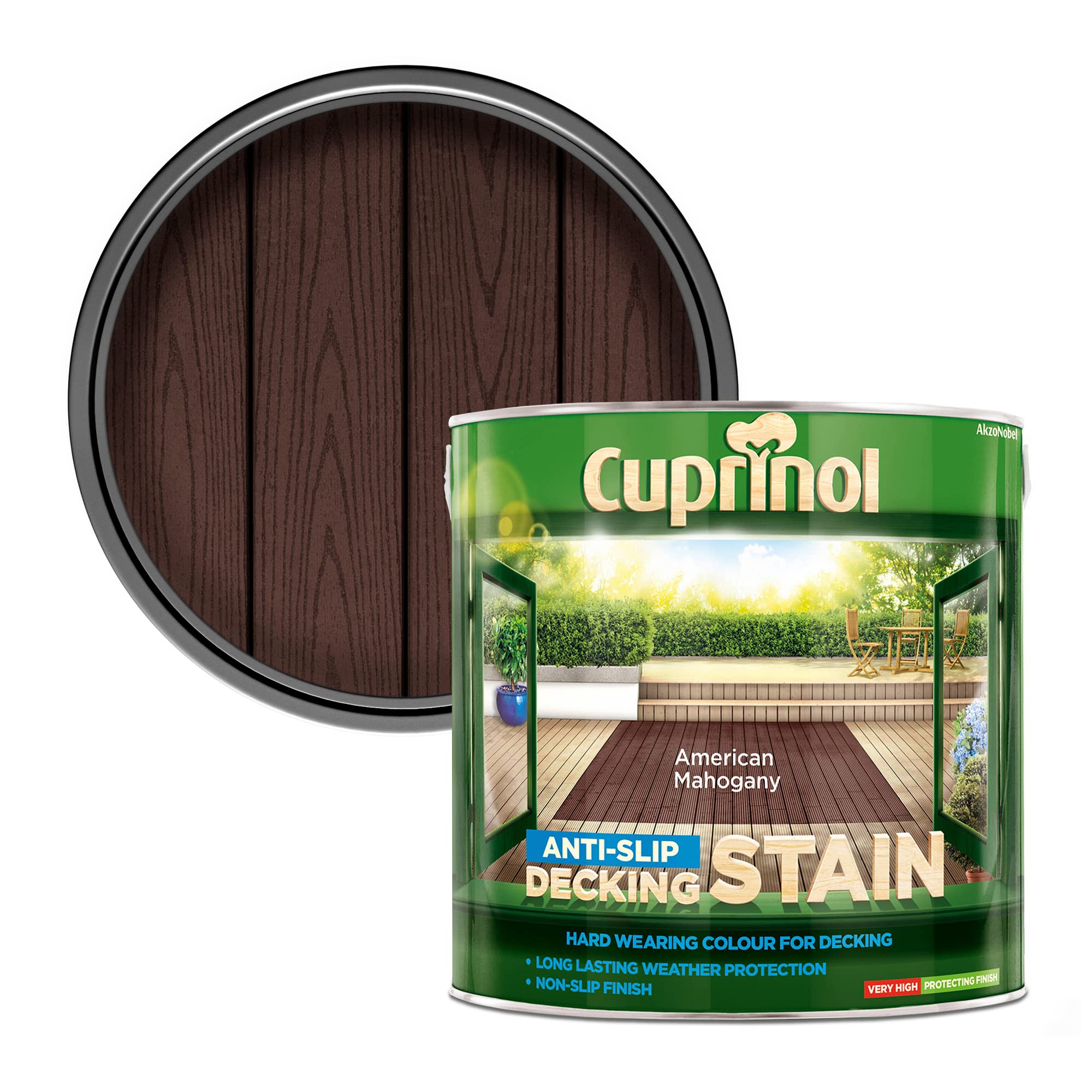 Cuprinol 2.5 Litres Anti Slip Decking Stain - American Mahogany