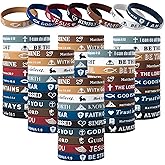 Moickoko 60 Pieces Bible Verse Bracelets for Women Men Inspirational Christian Silicone Bracelet Bulk Silicone Bible Verses Wristbands Religious Gifts
