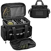 GOBUROS Gun Range Bags for 4 Handguns and Ammo, Tactical Pistol Case with 6X Magazine Slots, Soft Gun Carrying Bag for Men Shooting Gear Accessories with Padded Shoulder Strap Range Duffle Bags