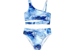 Queenstyle Girls Swimsuits Bikini Set Kids Cutout Bathing Suit Bikini Top Two Piece Girls' Swimwear