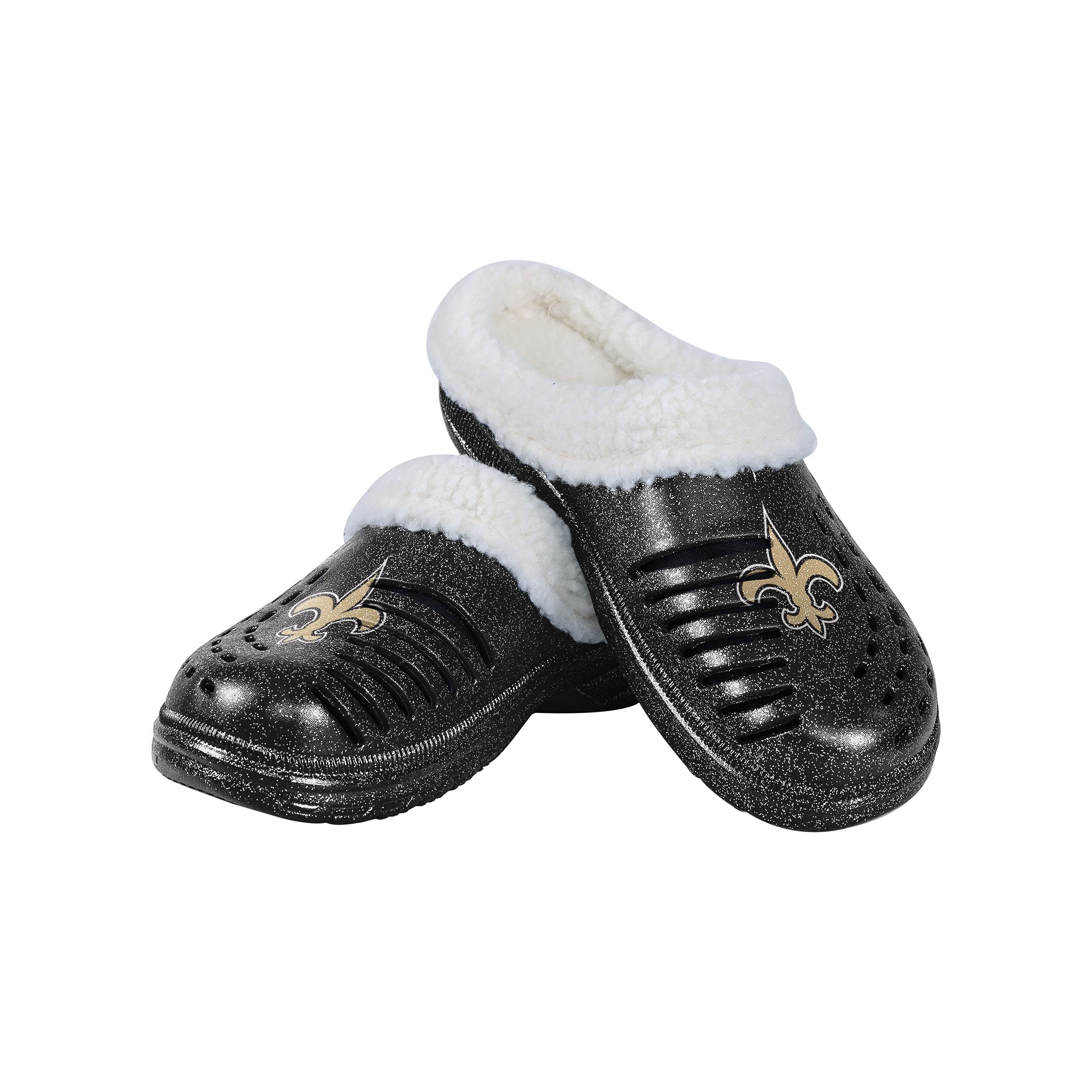 FOCO New Orleans Saints NFL Womens Sherpa Lined Glitter Clog - S Image