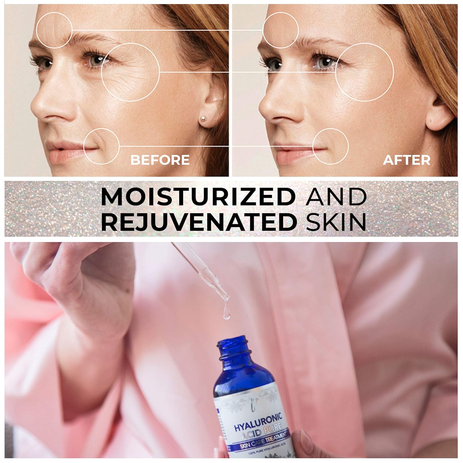 Hyaluronic Acid for Face - 100% Pure Medical Quality Clinical Strength Formula - Anti aging serum for your skin and lips (2 oz): Beauty