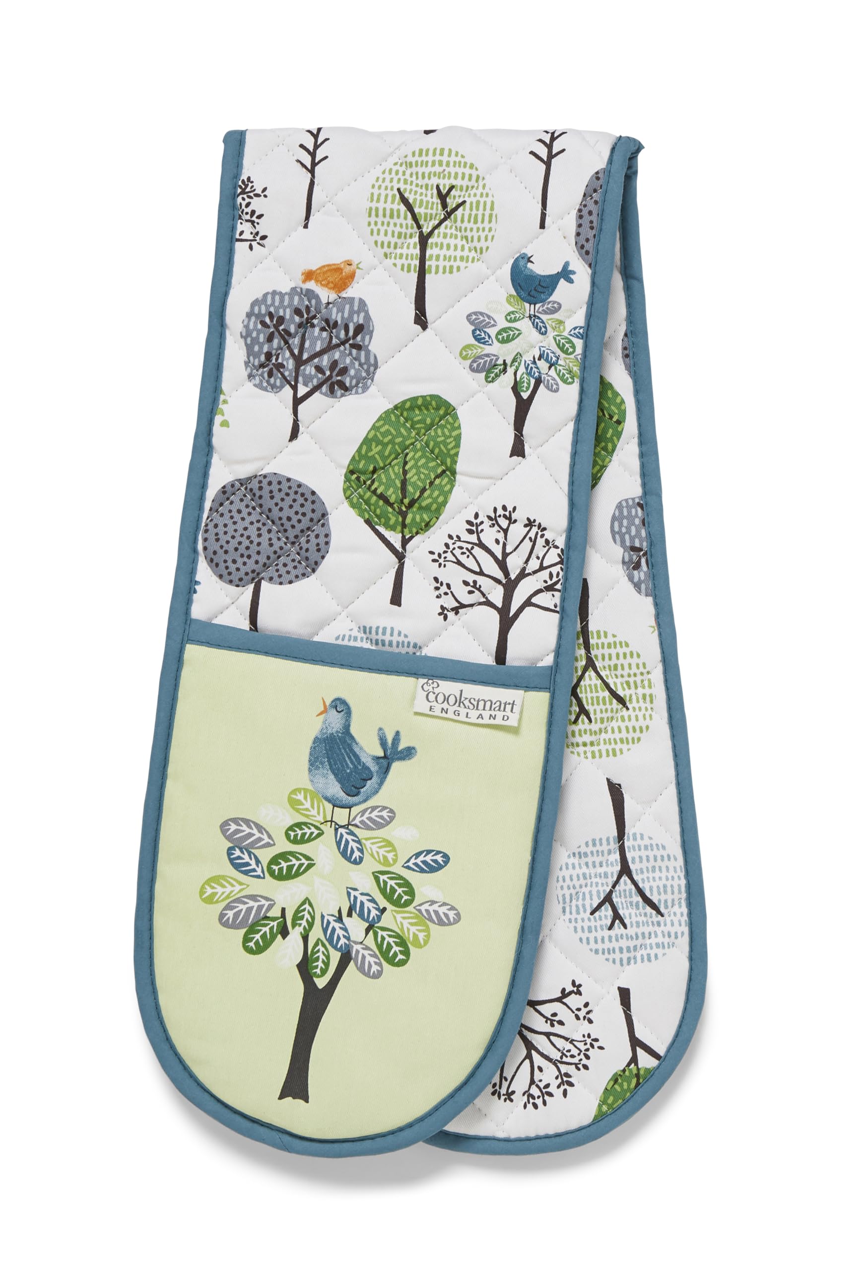 Double Oven Glove Forest Birds Design 100% Cotton Outer