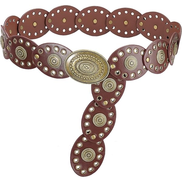 7143 Women\'s Western Belt With Concho Discs Adjustable Cowgirl Waist Amazon.com: XuoAz Women Wide-Disc Western-Belts Vintage  main image 4