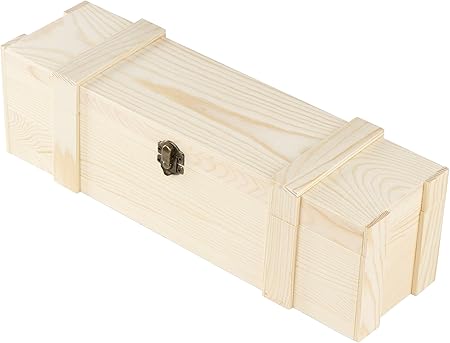 Caja de madera para vino – 1 botella de vino, caja de regalo de madera, con bisagras