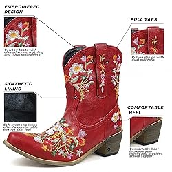 Hbeylia Cowboy Boots For Women Vintage Embroidery