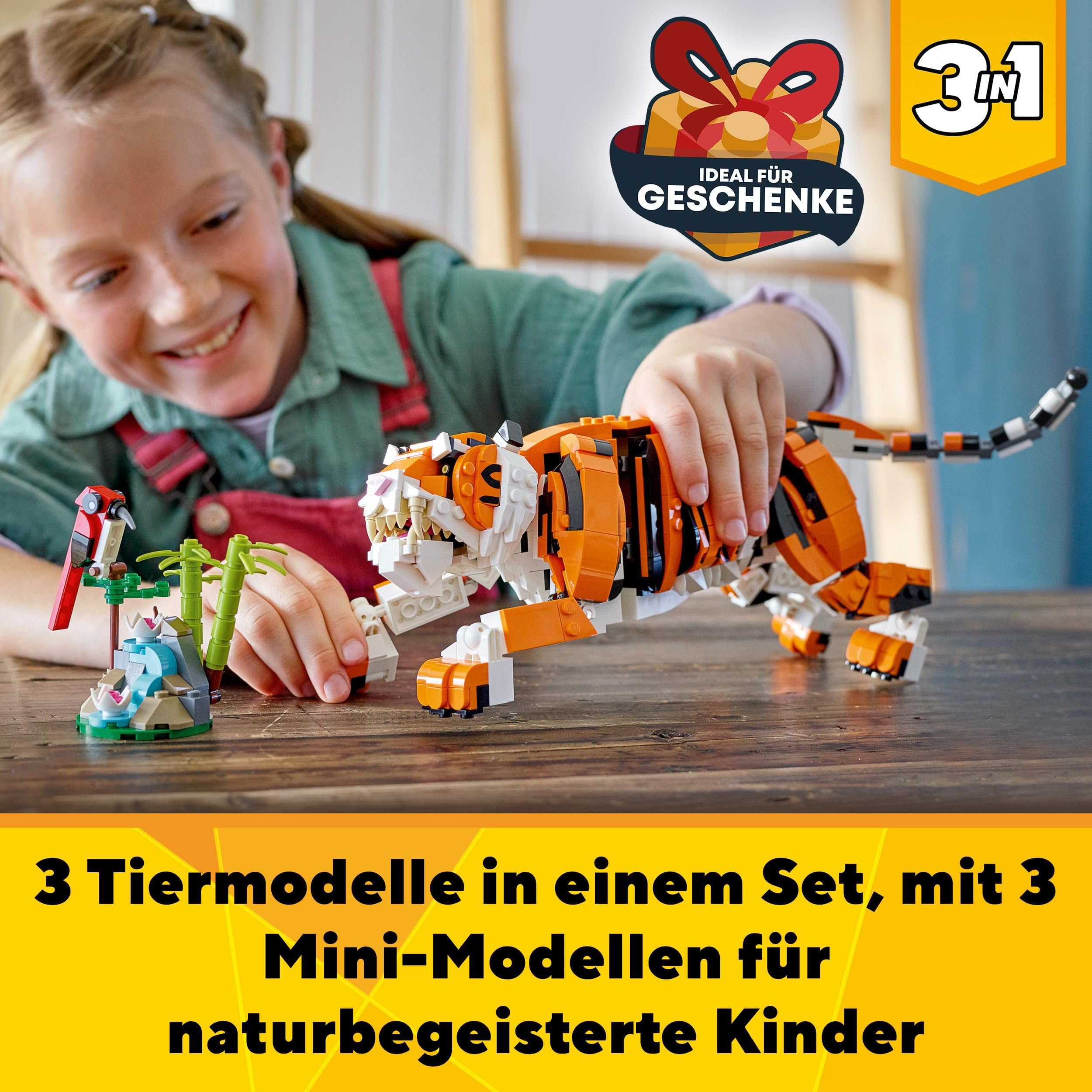 spielzeug tiger Mua LEGO 31129 Creator Majestätischer Tiger, Panda oder Fisch, 3-in-1