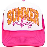 Summer Vibes Graphic Adjustable Cap Women and Teens Classic 5 Panel Mesh Snap Back Trucker Hat