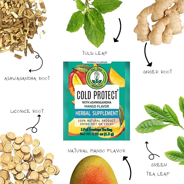 DR. TEA COLD PROTECT TEA WITH ASHWAGANDHA – MANGO FLAVOR – 20 TEA BAGS