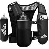 TENTRA Running Phone Holder Vest with 500ml Water Bottle, Lightweight Hydration Vest for Women Men, Waterproof Phone Pocket, Adjustable Reflective Running Vest with 8 Pockets for Running Accessories