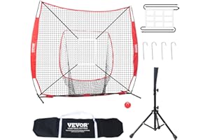 VEVOR Baseball Softball Practice Net, Portable Baseball Training Net for Hitting Catching Pitching, Backstop Equipment with B