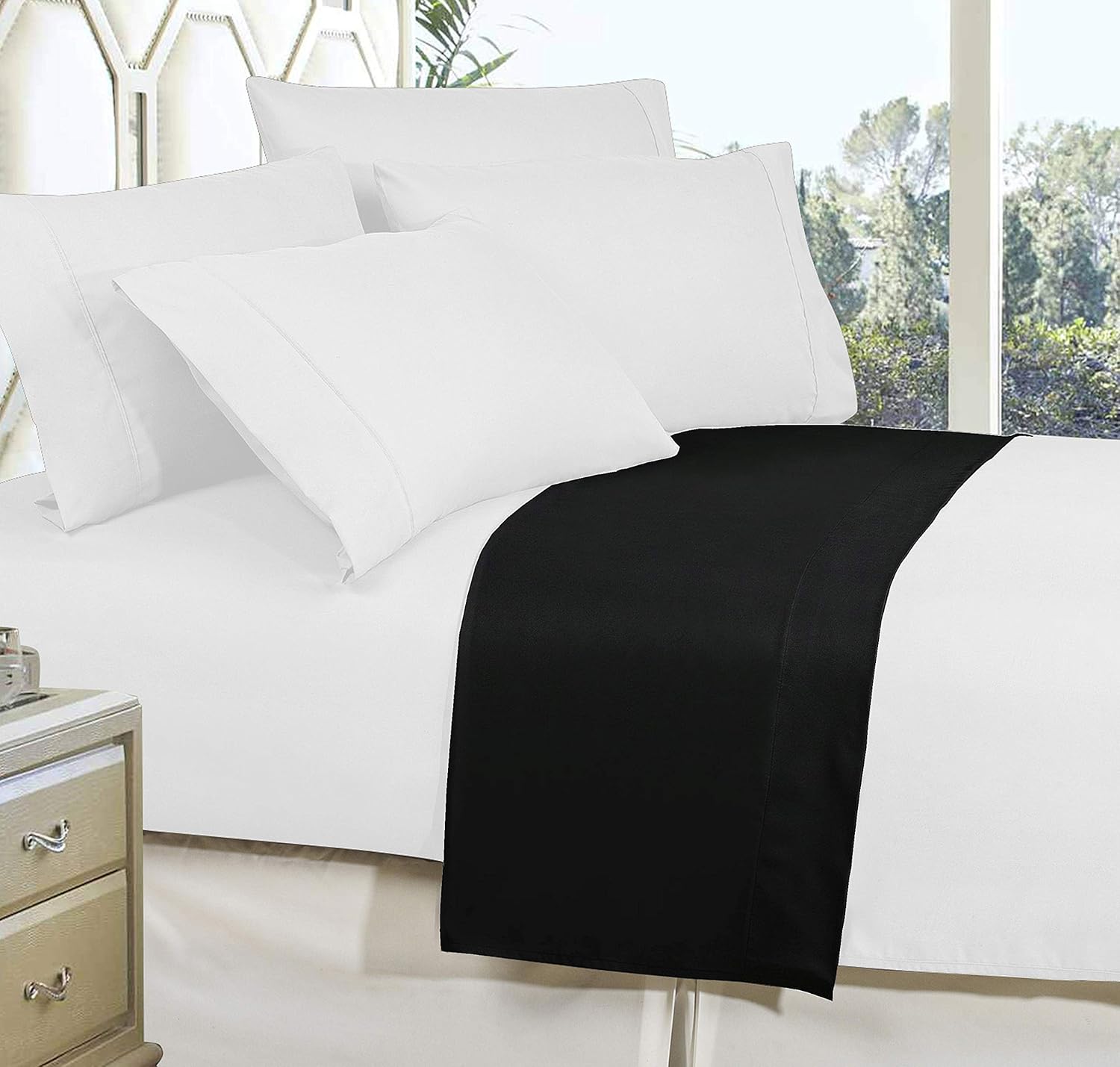 Elegant Comfort Premium Hotel 1-Piece, Luxury and Softest 1500 Thread Count Egyptian Quality Bedding Flat Sheet, Wrinkle-Free, Stain-Resistant 100% Hypoallergenic, Twin/Twin XL, Black: Home & Kitchen