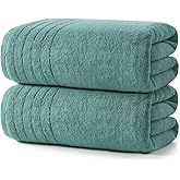 REDKISS 2 Pack 100% Cotton Thick Extra Large Bath Towels 35 X 70 Inches, 750 GSM, Quick Dry, Ultra Soft & Highly Absorbent Blue Bathroom Towel Sets for Bathroom, Gym, Spa, Pool & Hotel