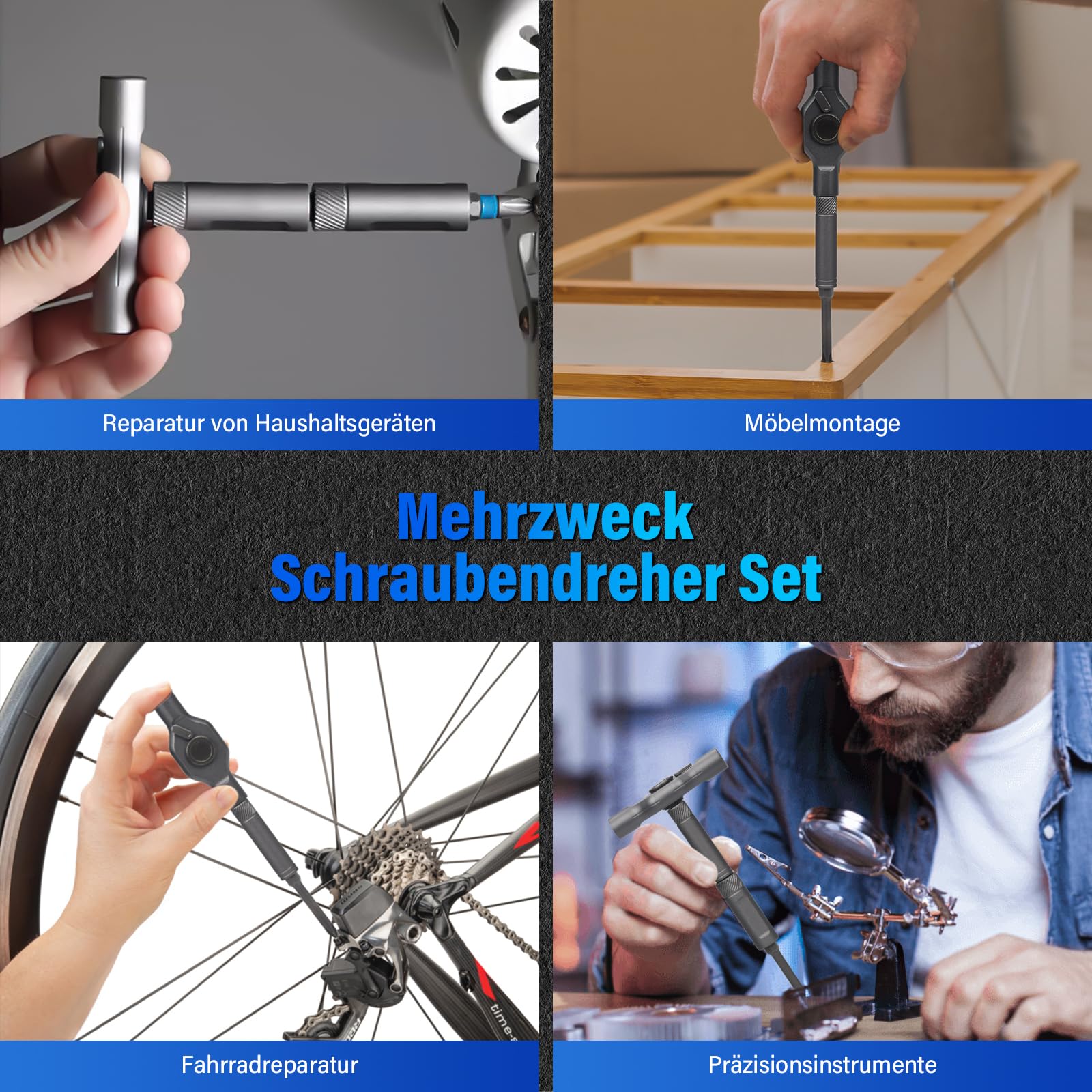 Koeutoze 24-in-1 Ratschenschraubendreher Set – Magnetic Screwdriver Set mit S2-Bits, Abnehmbarer T-Ratschengriff, Feinmechaniker Werkzeug Satz für Möbel, Fahrrad, PC-Reparatur, Kompakt & Tragbar 6