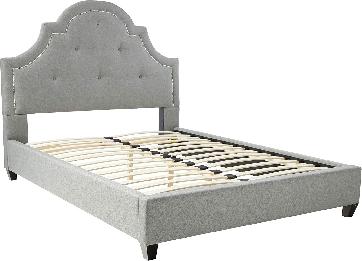 Amazon Com Baxton Studio Colchester Linen Modern Platform Bed Queen Grey Furniture Decor