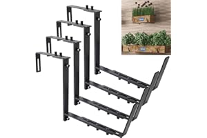 WEKIS Adjustable Window Box Brackets, 4 Packs Heavy Duty Planter Box Brackets, Universal Outdoor Flower Box Brackets With Enhanced Bottom Support For Balconies, Fences, and Gardens