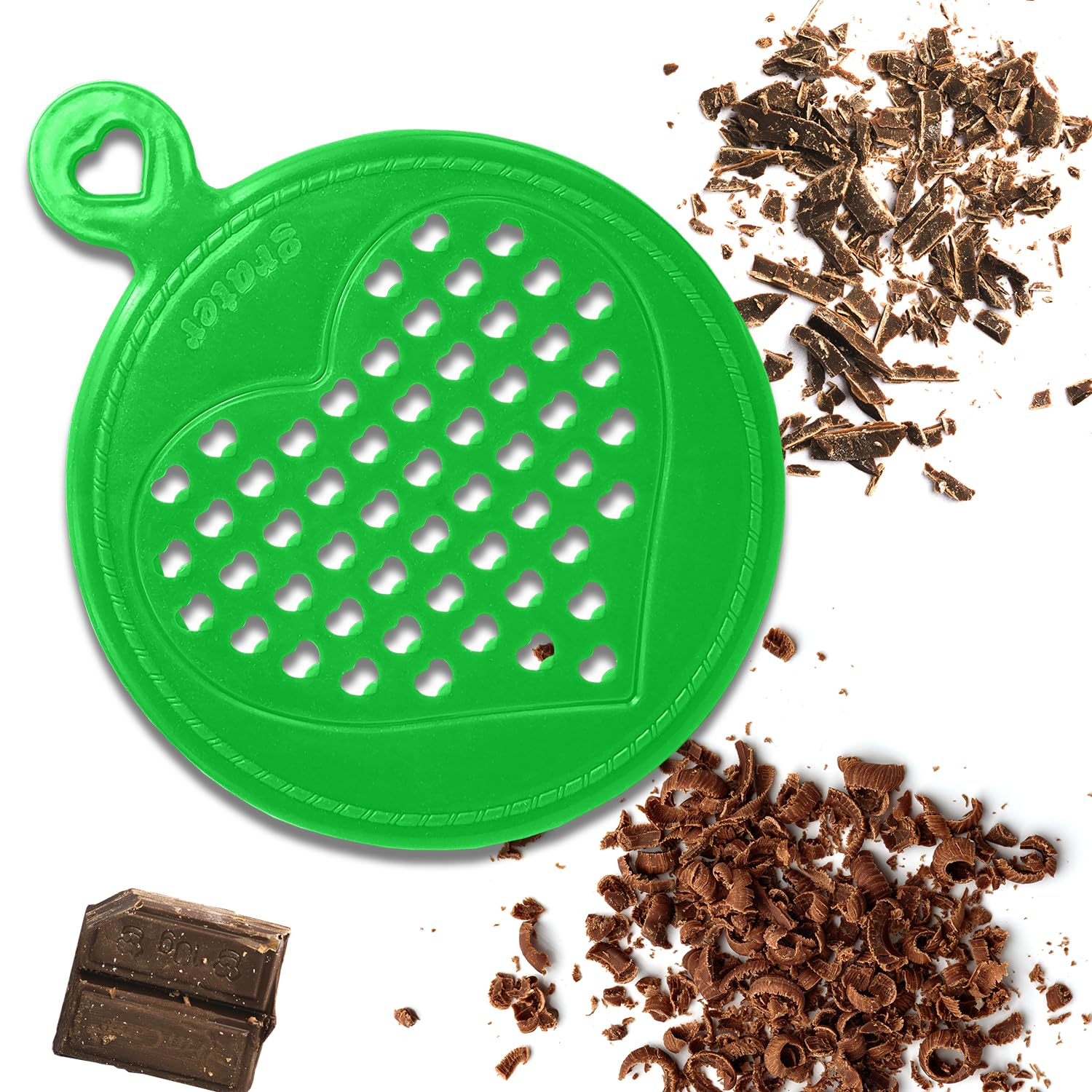Leddy Living Grater for Chocolate Flakes and Curls. Coarse Grater and Plastic Material Anti-Overheating Chocolate, Zester for Fondant, Also for Vegetables, Fruits and Cheeses (Green)
