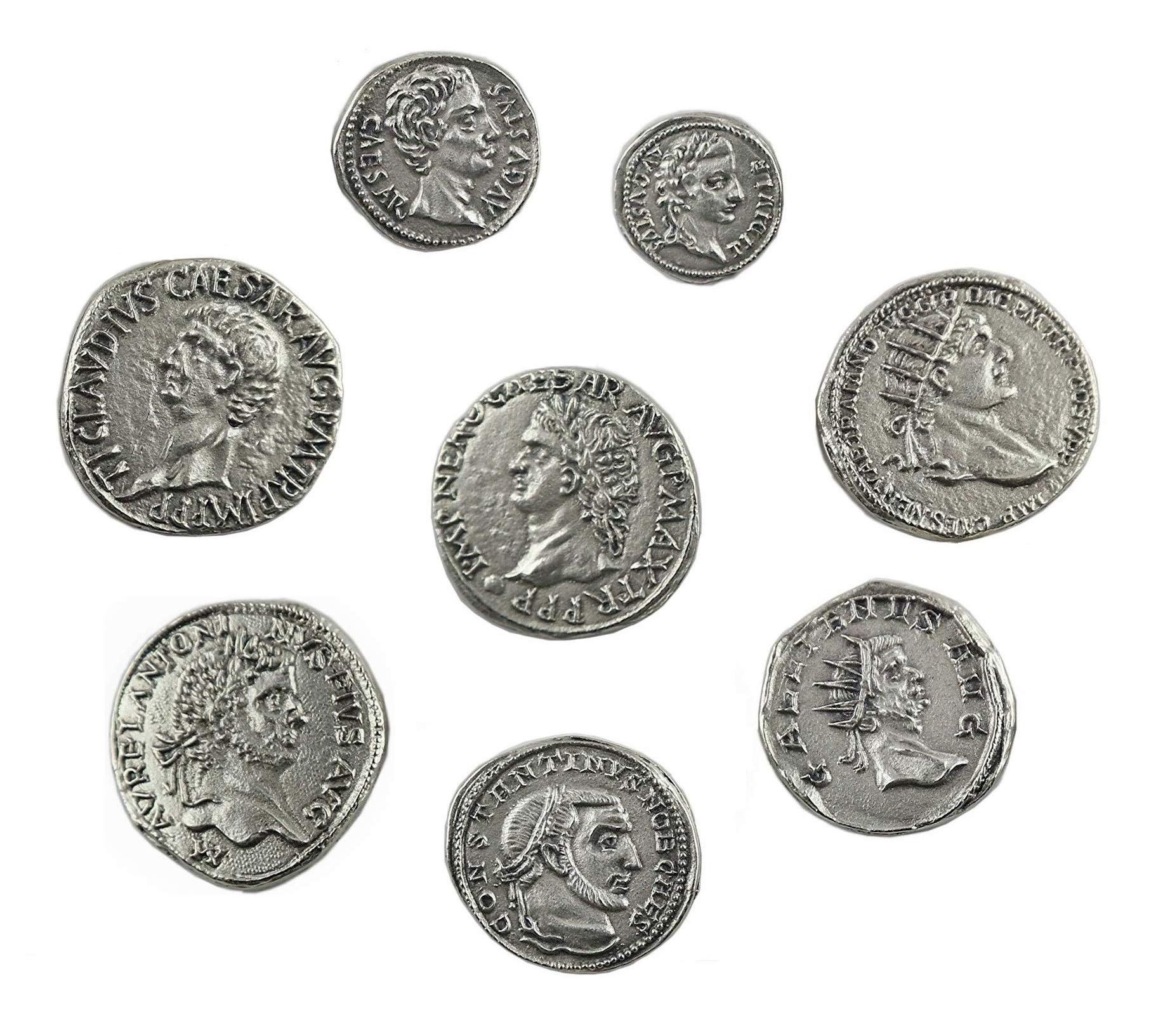 Silver plated Roman Imperial Coins - 8 Emperors Ancient Rome Set