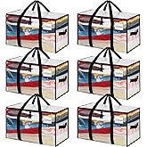 BAGAIL Heavy Duty Moving Bags with Strong Handle, Extra Large Moving Boxes, Storage Tote for Clothes, College Moving Supplies(Clear, 6 Pack)