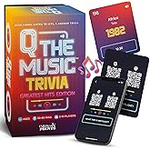 Q The Music – Music Lyric Party Trivia Quiz Card Game for Adult and Family Game Nights, 2-10 Players, Scan, Listen to Iconic Hits, and Answer Trivia – Adult Games for Parties