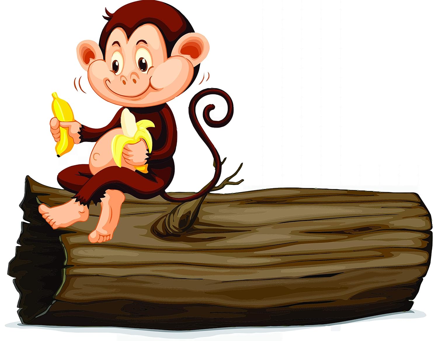 Amazon Com Baby Monkey Monkeys On Log With Banana Cartoon