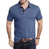 KUYIGO Men's Short Sleeve Polo Shirts Casual Tee Collared with Button Shirt