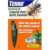 TERRO Outdoor Liquid Ant Bait Stakes, 12-Pack, Ready-to-Use Ant Killer Trap | Outdoor Ant Trap for Household Ants including Acrobat, Crazy, Ghost and Little Black Ants, Weatherproof Ant Colony Killer