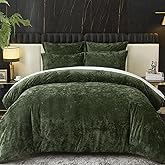 Ivellow Crushed Velvet Comforter Set Queen Green Comforter Set 5pcs Ultra Soft Lightweight Breathable Bedding Set Luxury Cozy Flannel Comforter Queen Size (1 Comforter,2 Pillow Shams, 2 Euro Shams