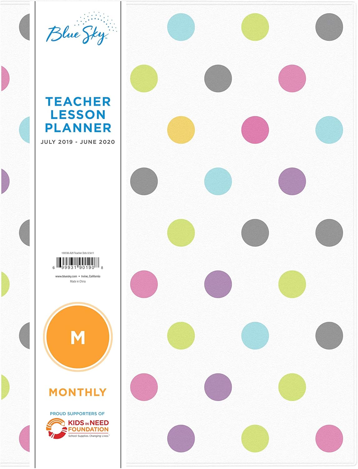 Blue Sky 2020-2021 Academic Year Teachers Monthly Lesson Planner, Stapled, Flexible Cover 8.5" x 11", Dots (100336-A21) : Office Products