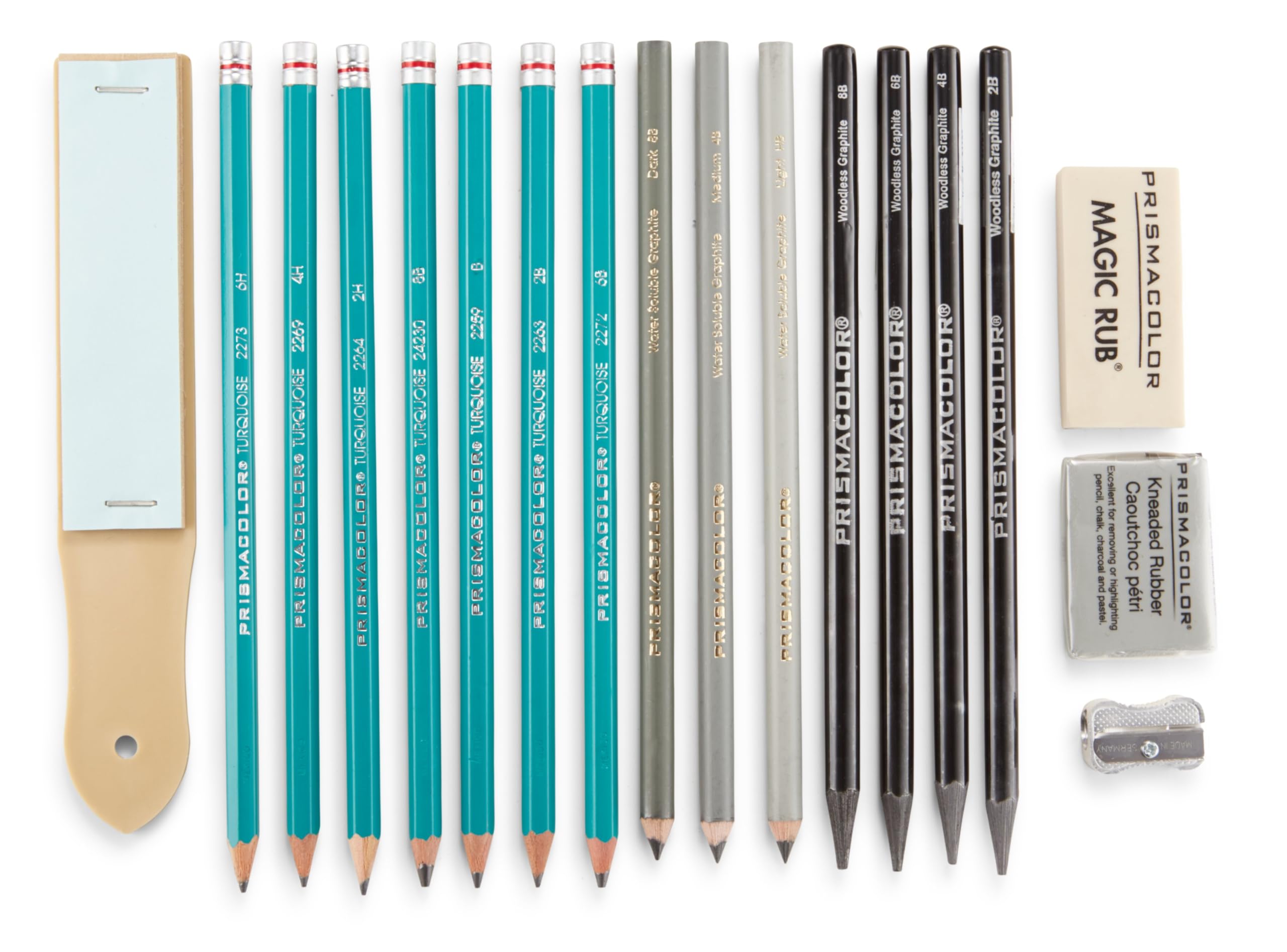 Prismacolor Premier Graphite Drawing Pencils With Erasers & Sharpeners, Adult Coloring, 18-Piece Set