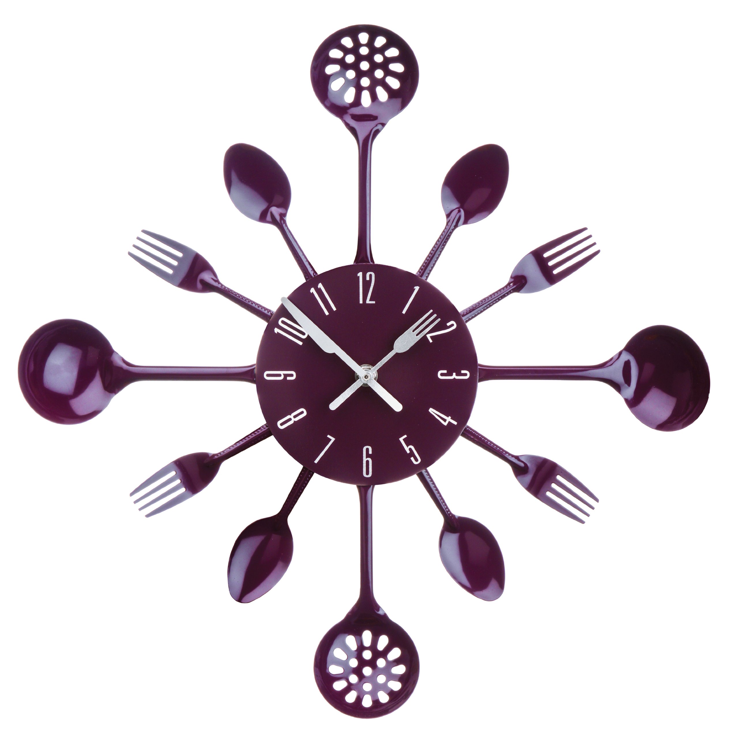 Premier Housewares 2200668 Purple Wall Clock Kitchen Themed Kitchen Clocks Wall Metal Wall Clocks For Living Room Frameless Wall Clock Modern Wall Clock 33x33x5