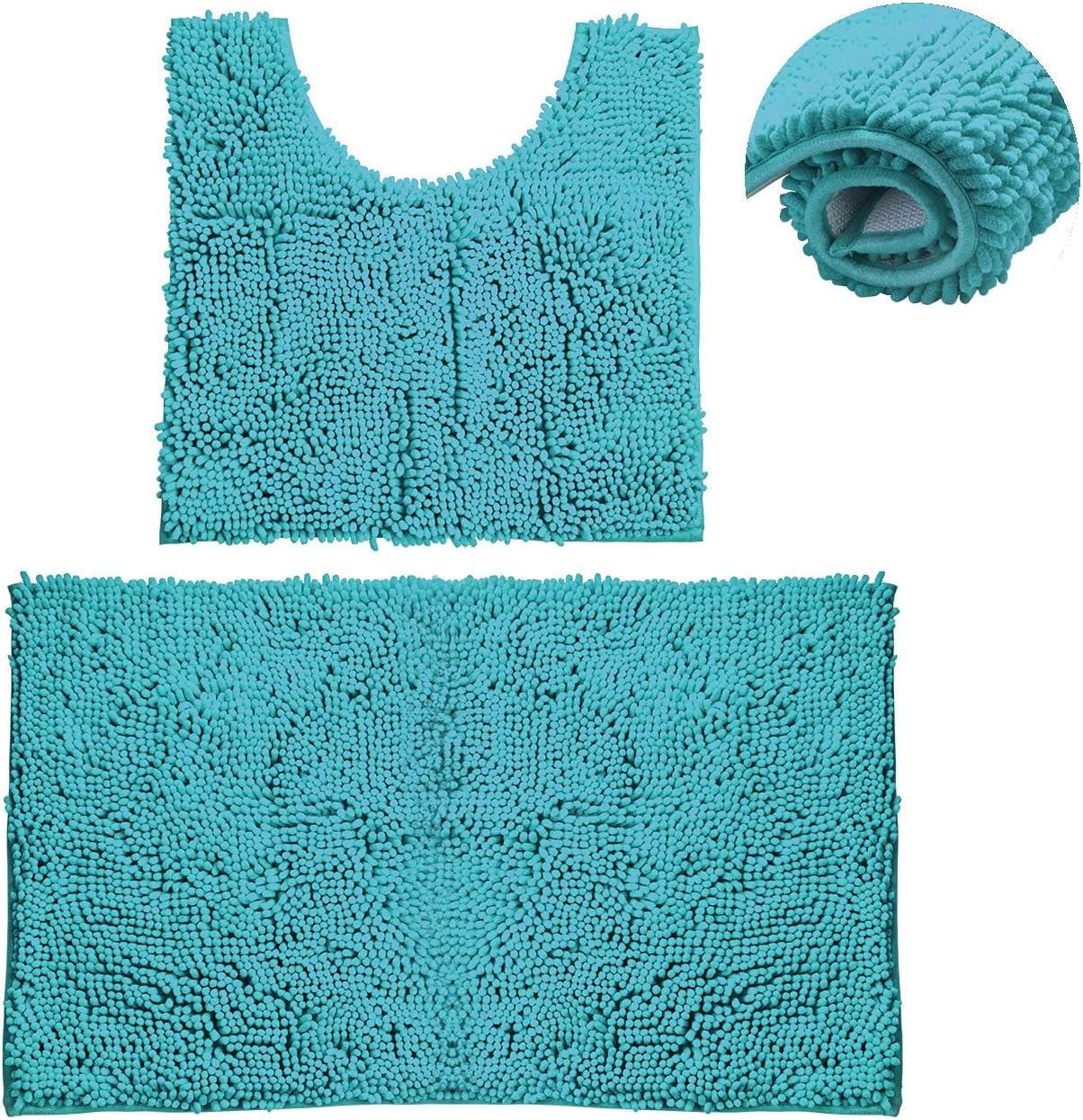 Bathroom Rugs Chenille Bath Mat Set, Soft Plush NonSkid