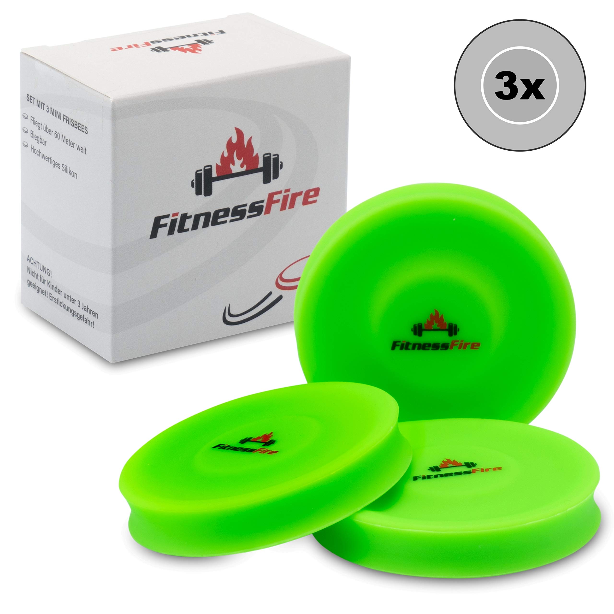 Set of 3 mini frisbee - the small frisbee disc flies over 60 metres - the new trend sport - alternative to ordinary Frisbeesport, neon green
