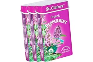 ST. CLAIRE'S ORGANICS St. Claire's Organic Breath Mints, (Peppermint, 1.5 Ounce Tin, Bundle of 3) | Gluten-Free, Vegan, GMO-Free, Plant-based, Allergen-Free | Made in our Allergen-Free facility