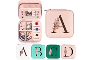 Parima Small Personalized Jewelry Box - Initial Jewelry Case Organizer Birthday Gifts for Women Mom Friends Female Travel Essentials Gifts for Her Bridesmaids Teen Girls Teenage Gifts Idea Initial A