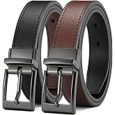 CHAOREN 1" Boys Reversible Dress Belt 1 Piece - Leather Belt for Kids | 1 Belt, 2 Colors, Classic Style, Trim-to-fit, Comfortable Fit, School uniforms and everyday wear