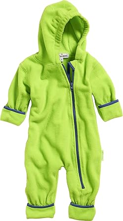 Playshoes Baby Fleece-Overall, atmungsaktiver Unisex-Jumpsuit für Jungen und Mädchen mit langem Reißverschluss und Kapuze, fa