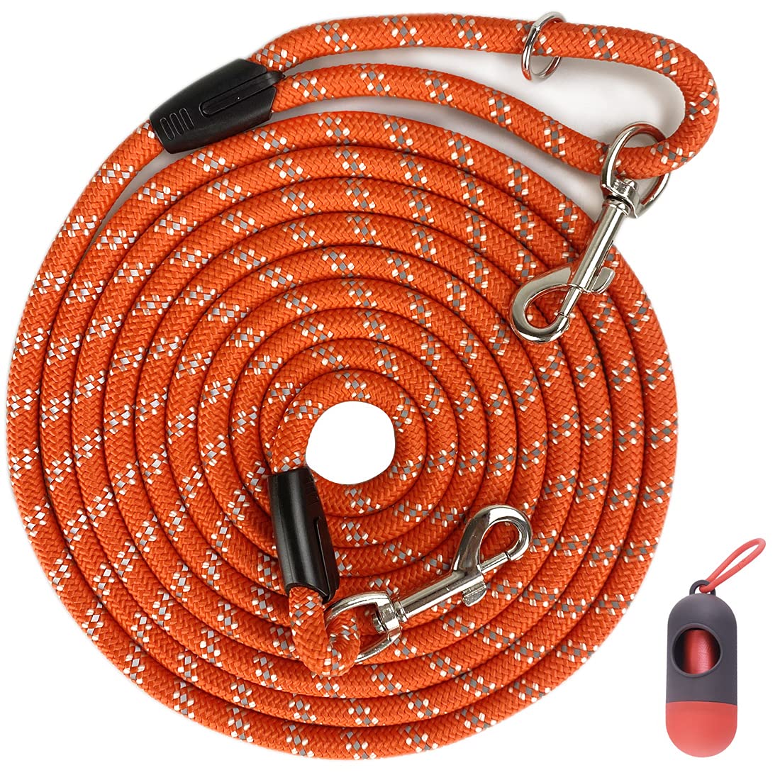 Codepets Long Rope Dog Leash for Dog Training 12FT 20FT 30FT 50FT, Reflective Threads Dog Cat Leashes Tie-Out Check Cord Recall Training Agility Lead for Large Medium Small Dogs (Orange, 10mm*12ft) — image 1