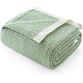 Snuggle Sac Ultra Soft Throw Blanket for Couch Bed Sofa 50x60 inches, Reversible Sage Green Blanket Microfiber Fluffy Fuzzy Cozy Knit Throws for Women Mothers Birthday Gifts
