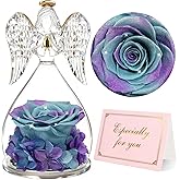 Yamonic Valentines Day Gifts for Her, Angel Figurines with Real Rose Gifts for Her Mom Grandma, Preserved Flowers Rose Angel Figurines for Mothers Day Christmas Anniversary Birthday Gifts for Her