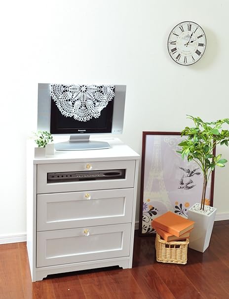 Amazon Co Jp チェスト サイドチェスト ミドルボード テレビ台 テレビボード 収納 リビング収納 引き出し付き コンセント付き コード穴 アンティーク カントリー調 ホワイト おしゃれ 幅60cm ドラッグストア