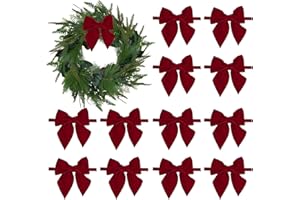 AIMUDI Red Velvet Bows 4" Christmas Bows for Gift Wrapping Velvet Bows for Christmas Tree, Holiday Crafts, Wreath, Garland, Staircase, Home Outdoor Winter Christmas Decorations, 12 PCs
