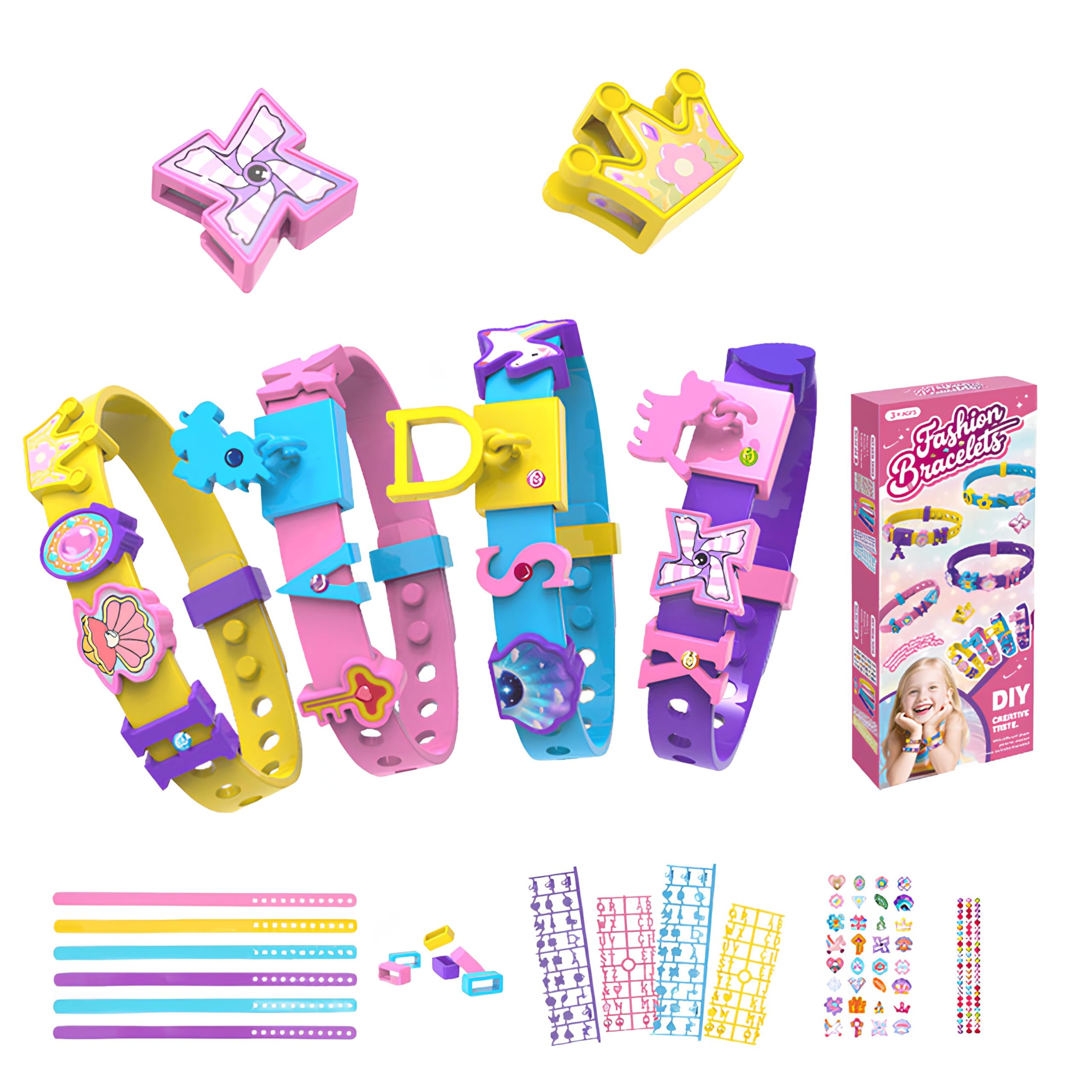 DIY Friendship Bracelet Making Kit for Girls, Create Your Own Personalized Bracelets with Letters & Charms Creative Arts and Crafts Gift for 6 7 8 9 10 Year Old Girls for Birthday or Christmas