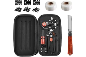 FUNTECK 2-in-1 Grafting Tools Pruner Kit, V-Graft Omega-Graft and U-Graft, Perfect for Fruit Tree Grafting, Including Grafting Tapes, Grafting Knife & Replacement Blades