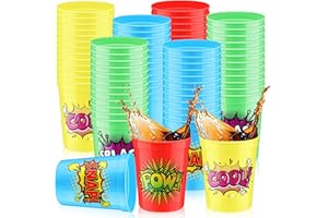 Pickmesh 48 Pcs Hero Cups 16 oz Plastic Cups Bulk Pow Cool Snap Splash Reusable Cups Hero Drinking Cups Comic Themed Party Favor Gift for Kids Birthday Party Supplies