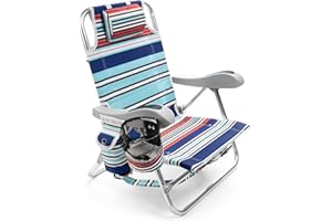 Homevative Kids Folding Backpack Beach Chair with 4 Positions, Carry Handle, Storage Pouch, Cup Holder and Phone Holder, Lightweight