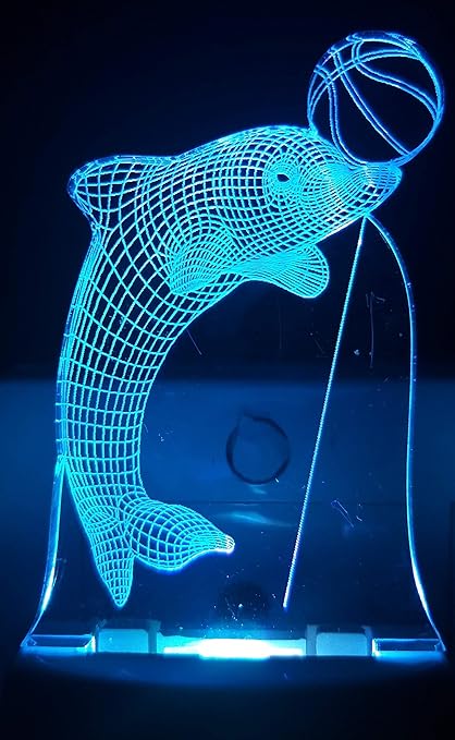 Amrut Art Dolphin 3D led Night lamp | 3D led lamp | 3D led Light | 3D led Acrylic lamp | Night lamp with Plug | Night lamp with Plug for Bedroom | Night lamp for Kids | 3D Illusion lamp