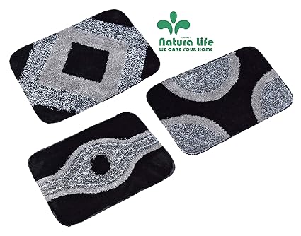 Kridhay Natura Life Micro Fiber Soft Bath Mat (Multicolour, 40x60 cm) -Pack of 3 Pieces