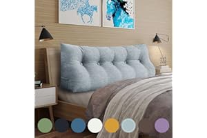 WOWMAX Headboard Pillow Queen Triangular Bed Wedge Pillow for Headboard Wedge Pillow Headboard for Daybed Bunk Bed Large Bolster Pillow for Bed with Removable Cover, Gifts for Mom Gray